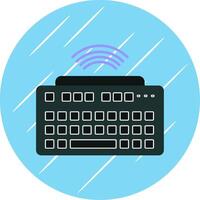 inalámbrico teclado plano azul circulo icono vector