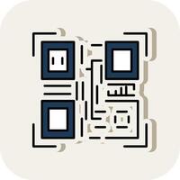 Qr Code Line Filled White Shadow Icon vector