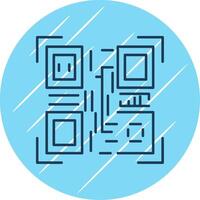 qr código plano azul circulo icono vector