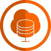 Cloud Server Glyph Orange Circle Icon vector