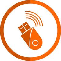 Usb Modem Glyph Orange Circle Icon vector