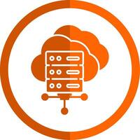 Cloud Computing Glyph Orange Circle Icon vector