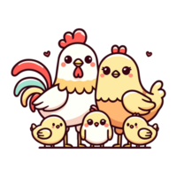 cute icon character happy chicken family png