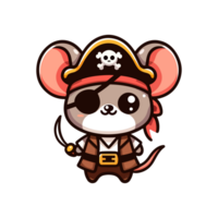schattig icoon karakter piraat muis png