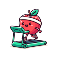 cute icon character apple fruit treadmill png