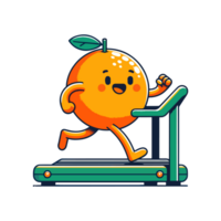 cute icon character orange fruit treadmill png