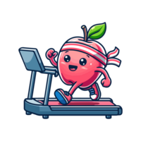 cute icon character apple fruit treadmill png