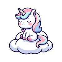 linda icono personaje unicornio dormido en nube png