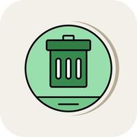 Garbage Line Filled White Shadow Icon vector