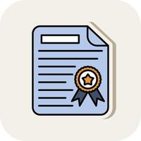 Diploma Line Filled White Shadow Icon vector
