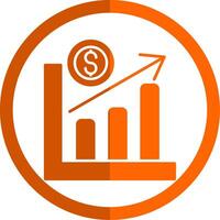 Line chart Glyph Orange Circle Icon vector