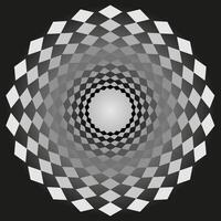 Geometric abstract round pattern in the form of squares arranged in a circle on a gray background vector