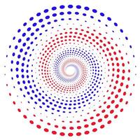 espiral en el formar de rojo y azul círculos en un blanco antecedentes vector