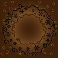 frame in the form of a floral pattern located in a circle on a brown background vector