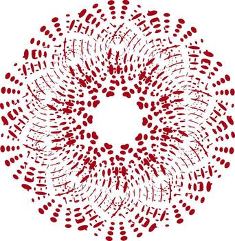 Red round abstract pattern of dots and spots on a white background vector