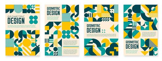 Abstract posters with geometric shapes patterns vector