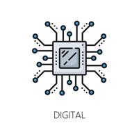 Artificial intelligence machine learning line icon vector