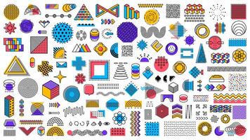 Abstract geometric memphis shapes pattern elements vector