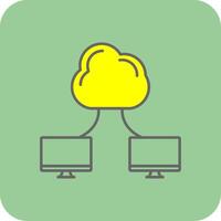 nube informática lleno amarillo icono vector