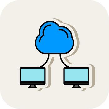 Cloud Computing Line Filled White Shadow Icon vector