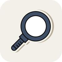 Magnifying Glass Line Filled White Shadow Icon vector