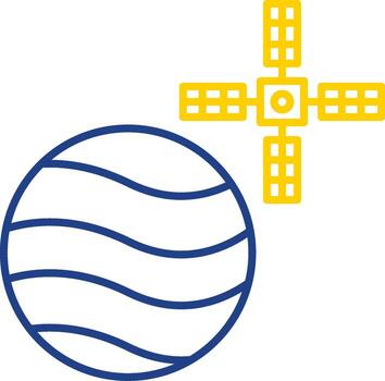 Mars With Satellite Line Two Color Icon vector