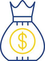 Dollar Sack Line Two Color Icon vector