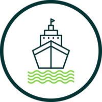 Ship Line Circle Icon vector