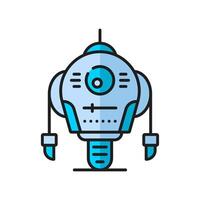 Robot color line icon, cartoon robotic droid vector