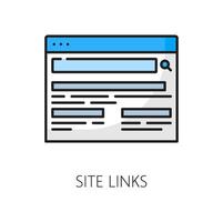 Site links icon with search engine result page vector