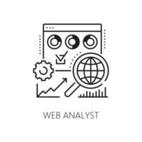 Web analyst, IT specialist icon, data management vector