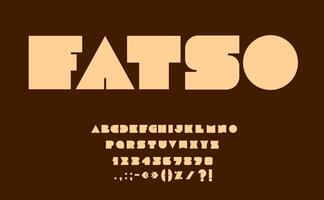 Fat font, bold geometric type, abstract typeface vector