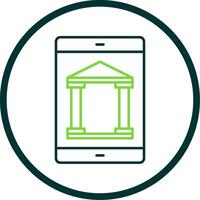 móvil bancario línea circulo icono vector