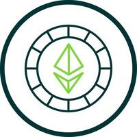 Ethereum Coins Line Circle Icon vector