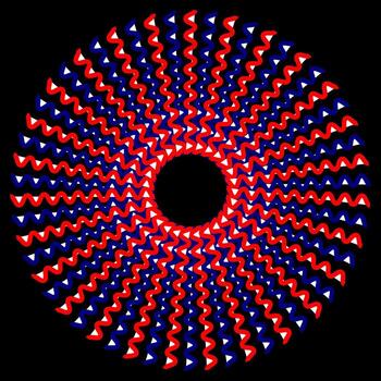 Abstract round pattern in blue and red on a black background vector