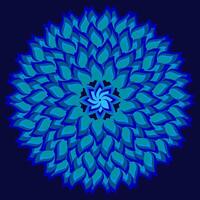Round abstract pattern in the form of a blue flower on a black background vector