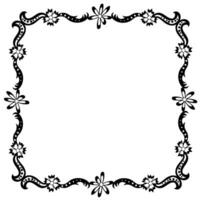 Black frame with a floral pattern drawn in doodle style on a white background vector