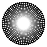 Abstract geometric pattern in the form of large and small polka dots arranged in a circle on a gray background vector