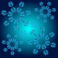 Abstract pattern in the form of a set of snowflakes on a blue gradient background vector