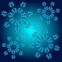 Abstract pattern in the form of a set of snowflakes on a blue gradient background vector