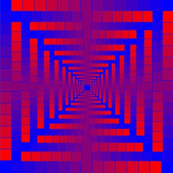 Abstract geometric pattern in the form of red squares on a blue background vector