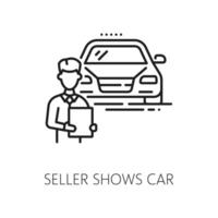 Auto dealer, car company, dealership linear icon vector