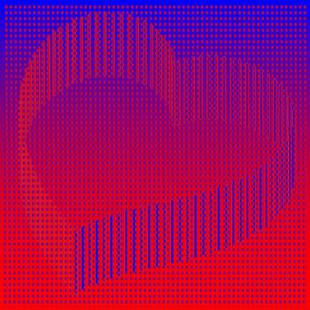 Bright abstract pattern in the form of a red heart on a blue background vector