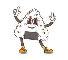 Cartoon onigiri sushi character exudes funky vibe vector