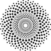 Abstract round pattern in the form of black dots arranged in a circle on a white background vector