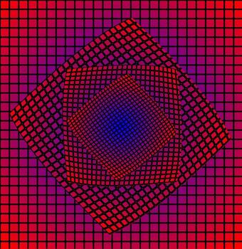 Abstract pattern of red squares on a blue background vector