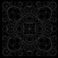 Black background decorated with white pattern in the form of geometric shapes vector