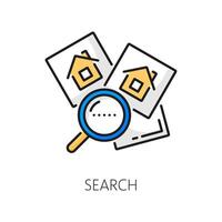 Real estate search icon, residential house, home vector