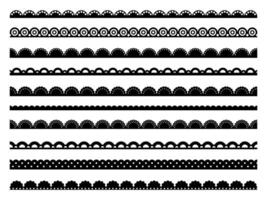 Scallop edge lace borders, frame lines or dividers vector