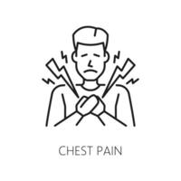 Chest pain anemia disease symptom line icon vector